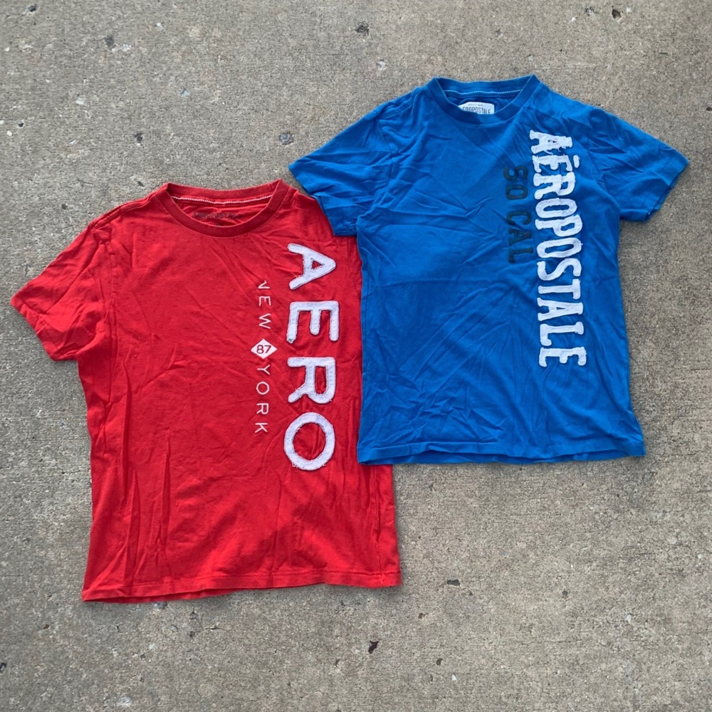 Aeropostale Graphic T-Shirt Bundle 2 Pack Red Blue NY So Cal Women S M